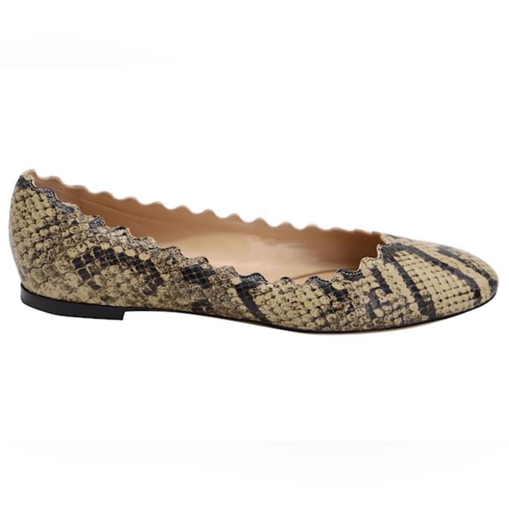 Chloe Lauren ballerina olive Green/black Snake Print Flats